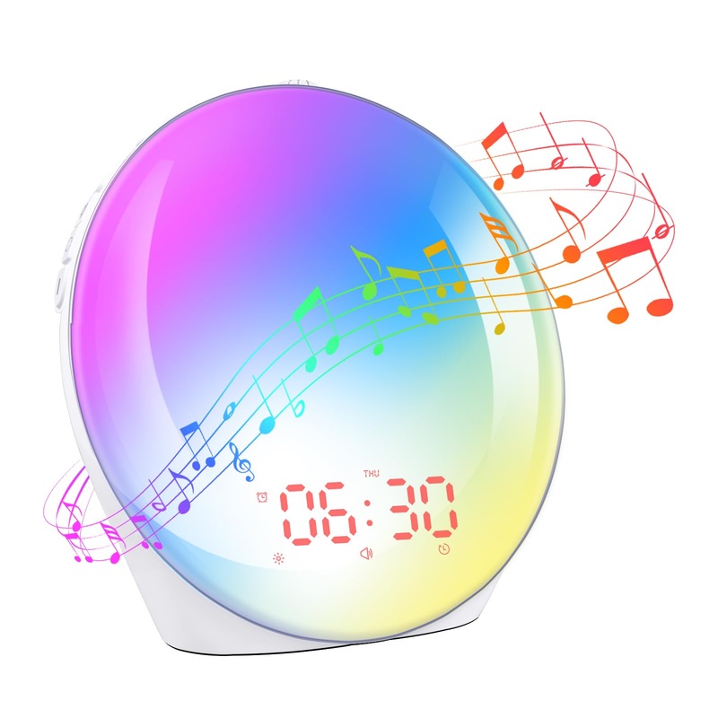Laliled light alarm clock daylight alarm clock with 14 colors 16 brightness 10 natural noises sunrise – simulation alarm clock wake up light with FM radio snooze function for adults & children yellow