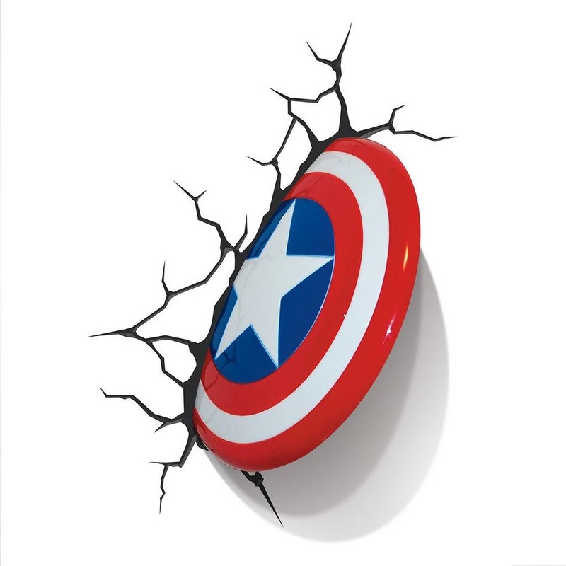 Light 816733002187 Wall Light Marvel Captain America Shield by 3D FX Red White and Blue