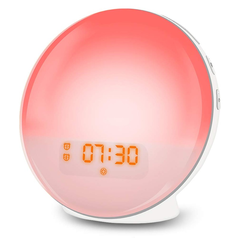 Light alarm clock LED WAKE UP LIGHT alarm clock with sunrise simulation daylight alarm clock FM radio alarm clock with light 7 colors 7 alarm tones alarm clock children alarm clock digital watch nighttail lamp