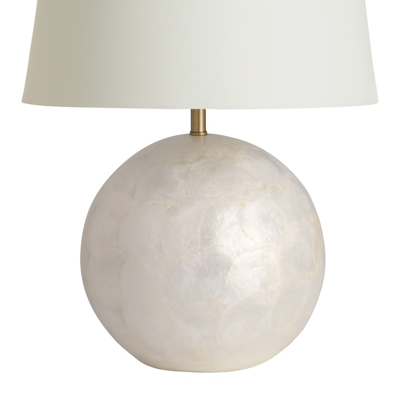 Natural Capiz and Gold Metal Globe Table Lamp Base