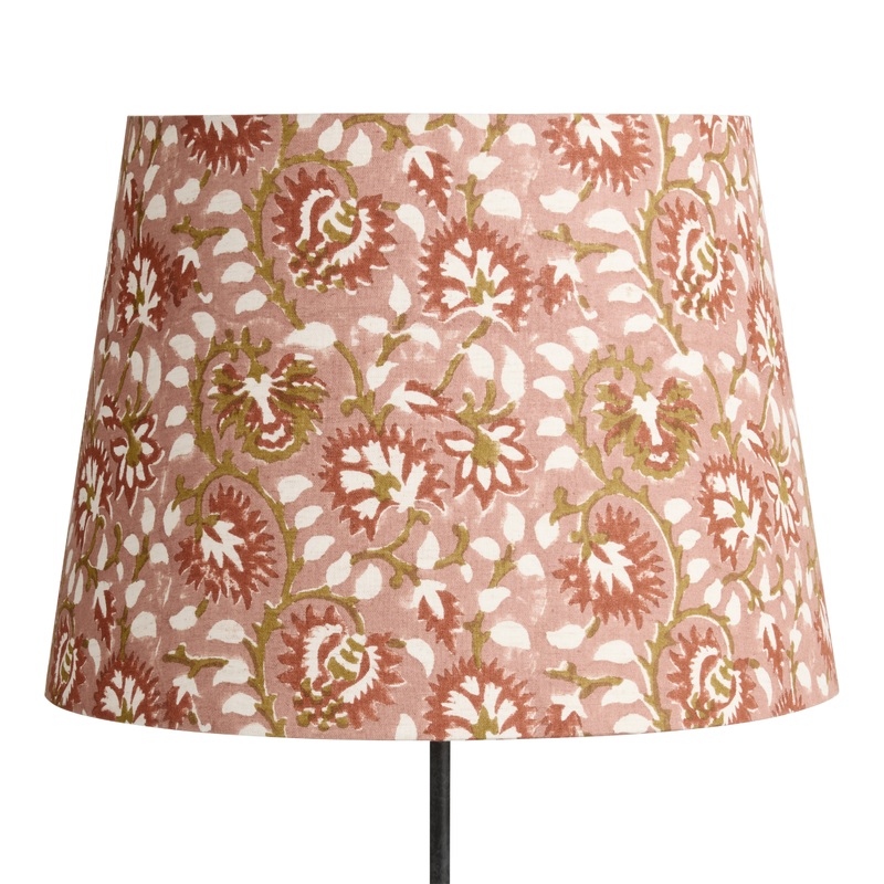 Pink Cotton Floral Block Print Table Lamp Shade