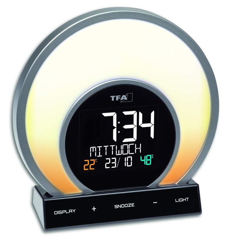 TFA Dostmann Lichtwecker Soluna 60.2026.01 sunset 5 light modes indoor climate control black (l) 170 x (b) 68 x (h) 175 mm plastic modern