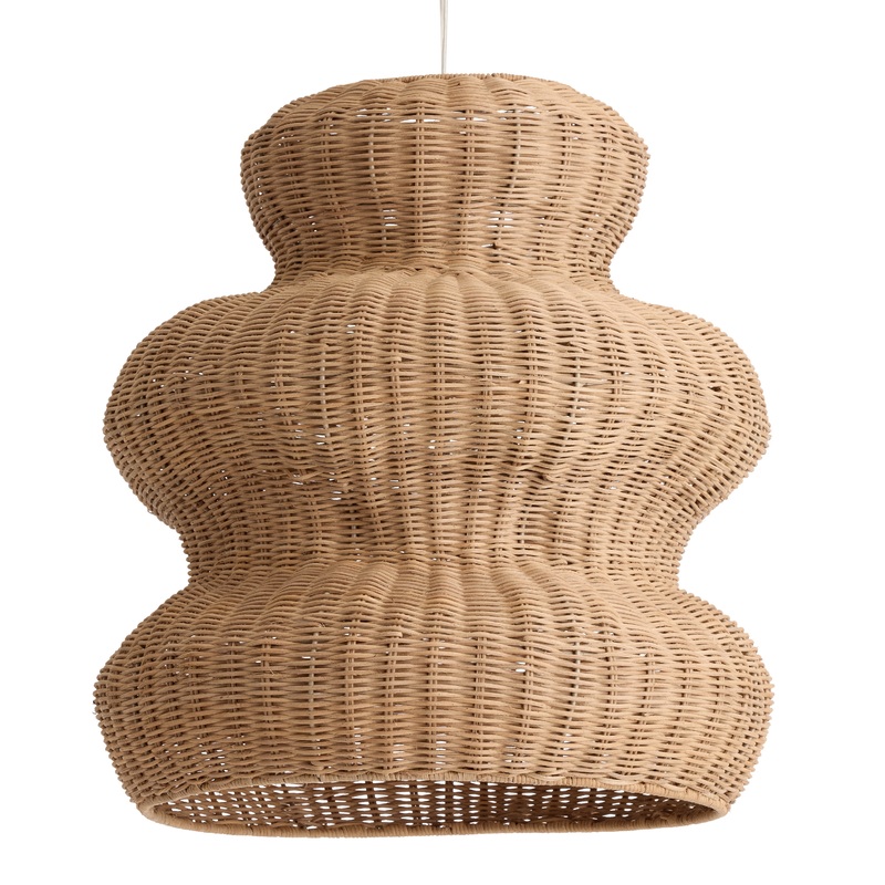 Toffee Brown Handwoven Rattan Wavy 3 Tier Pendant Shade