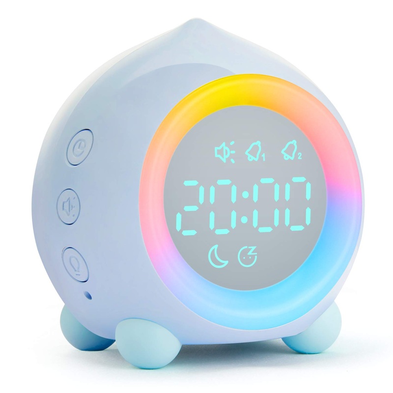 Tronisky children’s alarm clock digital sunrise simulator children alarm clock with colorful LED light wake up light alarm clock & bedside lamp for young m
