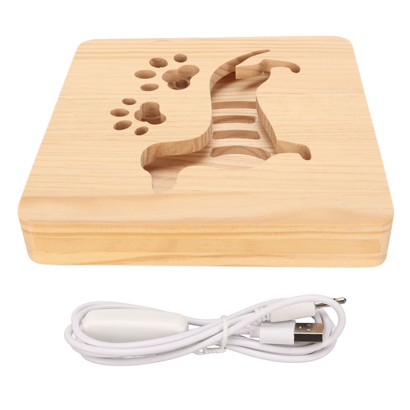 BAOFUYA Dog Shape 3D Wooden Lamp Wood Carving Lamp Dog Night Light 360 Degrees Irradiation Angle 3D Dog Wooden Lamp for Bedroom Living Room Study