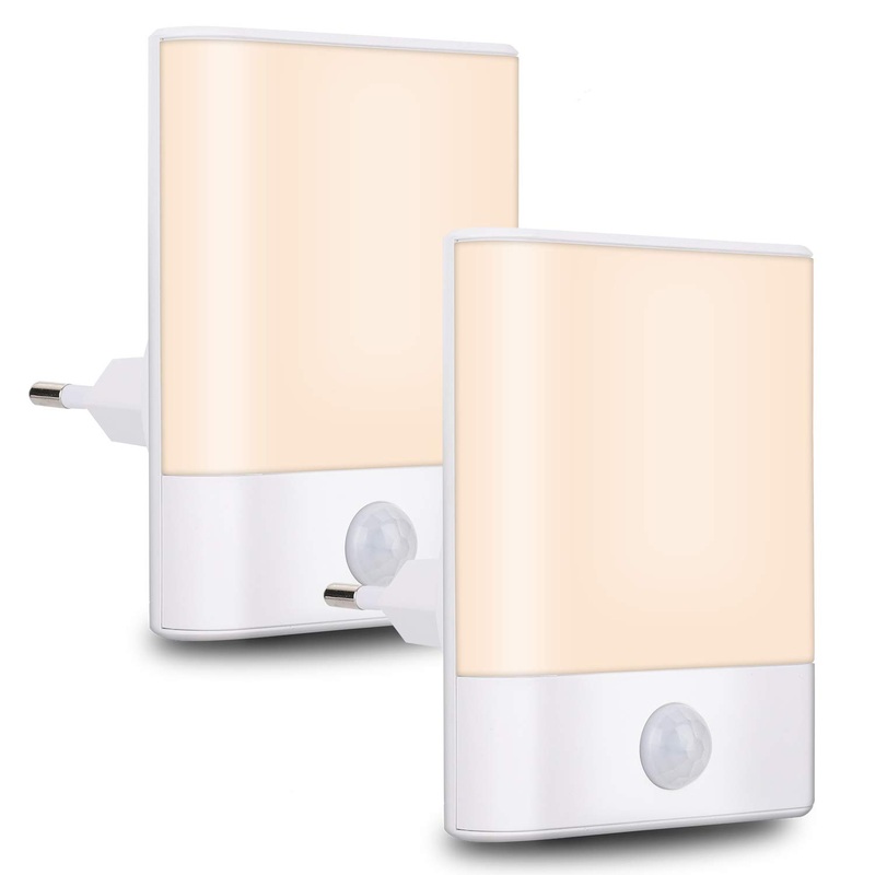 Brisun night light socket with motion detector 2 pieces of LED night light with brightness adjustable 3 modes (car/on/off) for children’s room hallway bedroom bathroom living room warm white … 2 pieces (1 Pack)