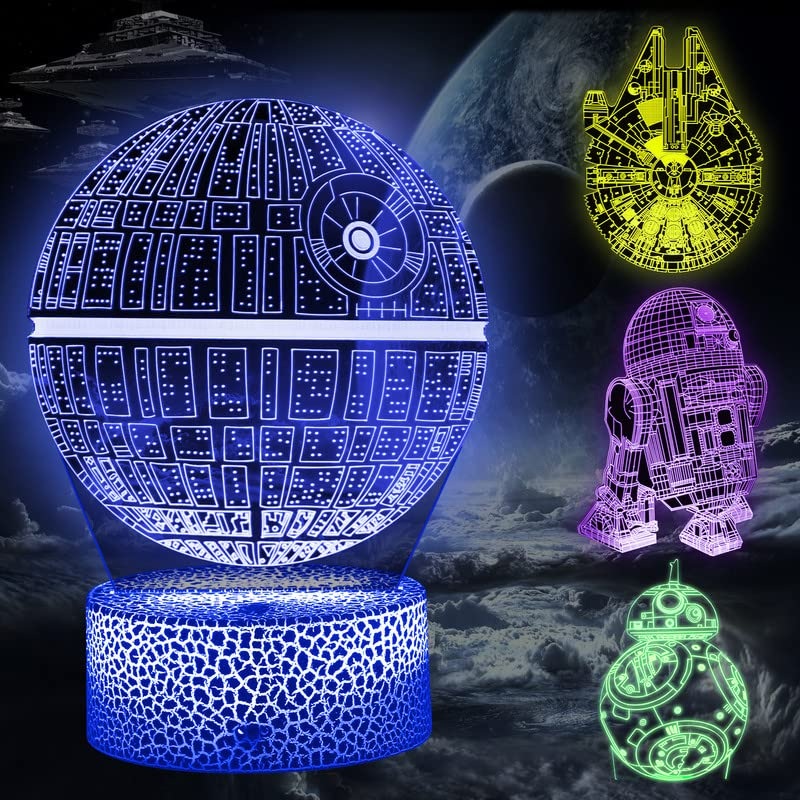 Cenove Star Wars 3D Lamp Gifts Led Illusion Nachlicht with 16 Color Change and 4 Patterns Birthday Deco Light Christmas Gifts For Children Boys Men Fans