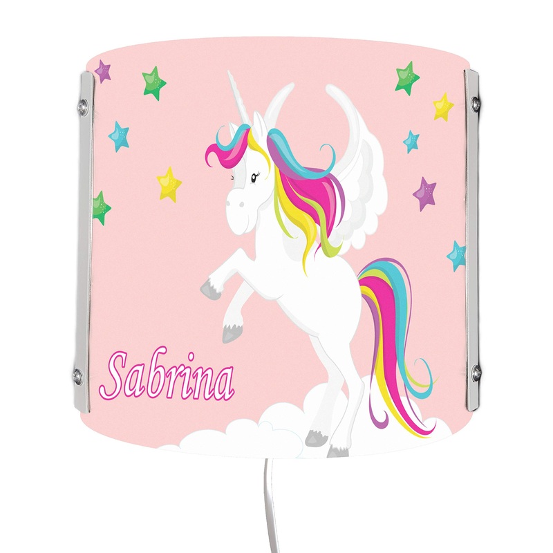 Creadesign WA-1034-02 unicorn pink children’s room wall lamp personalized with name night light/slumbering for socket E14 22 x 22.5 x 8.5 cm