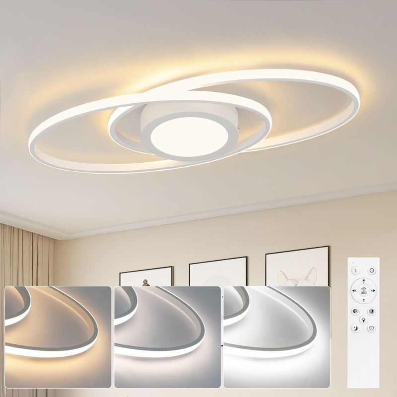 Glitter led led ceiling lamp flat living room – living room lamp 48W dimmable ceiling lamp metal bedroom lamp white with remote control 3000k -6500k modern for bedroom children’s room office balcony 48W white