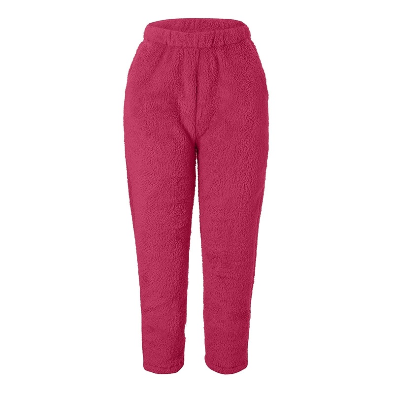 Haiorziyou thick pants for women plush high waist winter warm pants fleece elegant elastic waistband fluffy big size sport pants jogger fitness leisure pants warm pants yoga pants l 1#red