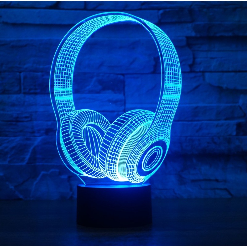 Headphones hologram 3d lamp bedside lamp night light for the children’s room LED lamp for the living room