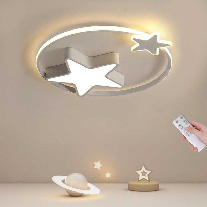 LED ceiling light 36W ceiling lamp children’s room 55cm children’s room lamp ceiling ceiling with remote control creative star ceiling lamp LED for children’s room baby room bedroom living room star – white 55cm