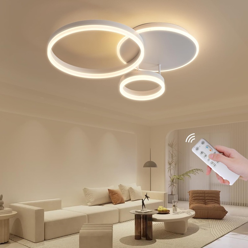 LED ceiling light 54W dimmable ceiling lamp modern lamp living room 65cm 3-ring led lamps ceiling lamps white aluminum ceiling lamp led for bedroom living room office study 3 rings