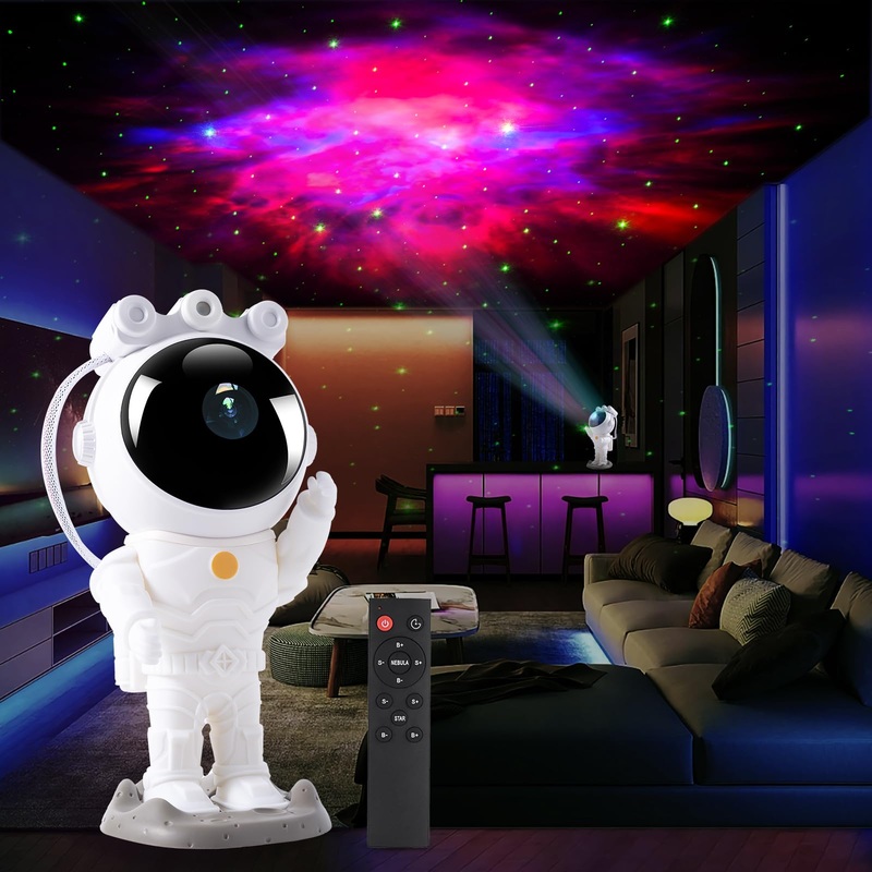 LED starry sky projector astronaut starry sky projector galaxy night light planetarium projector with timer remote control bedroom ceiling projection lamp gift for children and adults white