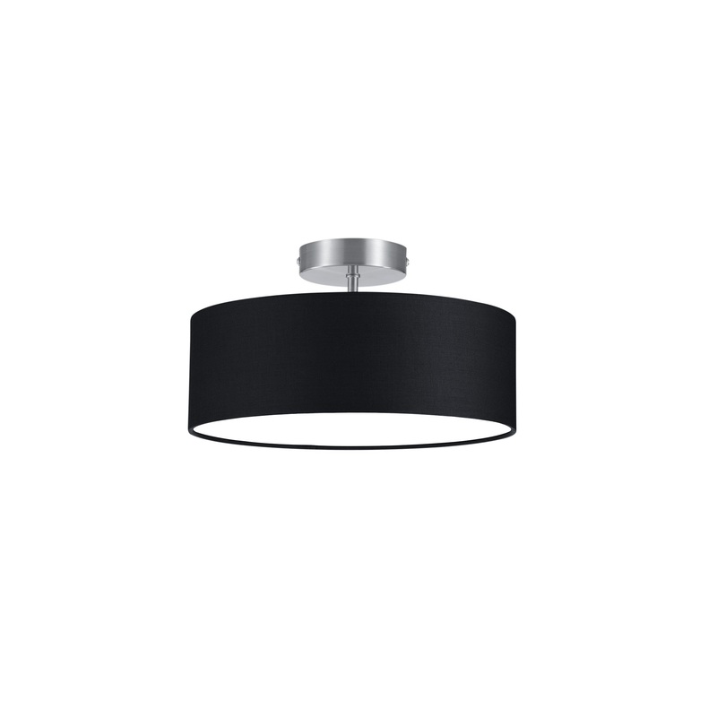 Lightling modern ceiling lamp in nickel matt fabric screen black 2 x E14 max. 40W 30 cm height: 16 cm ceiling light round (30 cm) black