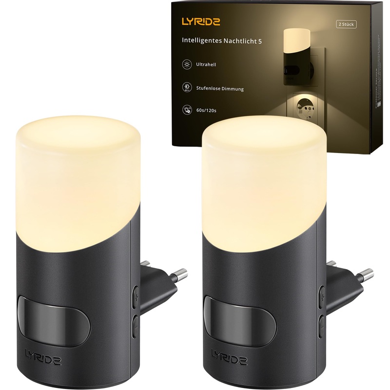 Lyridz night light socket with movement sensor upper and lower lighting ultra -high 2 pieces of dimmable night lamp warm white led night light with 3 modes for bedrooms kitchen hallway 2700k