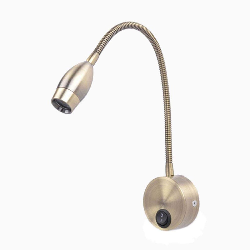 Meanyee Flexible wall reading lights/bedside lamp with switch wall light reading lamp 1 * 3 Watt LED bronze MY-B032
