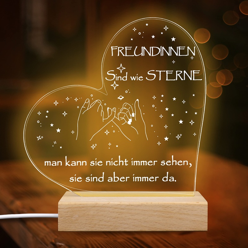 Merclix gifts for girlfriend led lamp night light gift best friend gift birthday gift girlfriend christmas gift for girlfriend birthday present for girlfriend bff gifts wood color friends