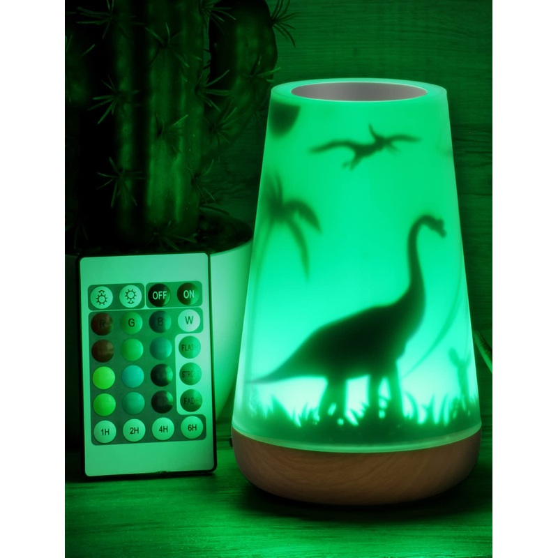 Mostof Dinosaurier Night Light with Remote for Girls Baby Kids Bedroom Touch Control Timer Rechargeable (Dinosaurier-16 Colors)