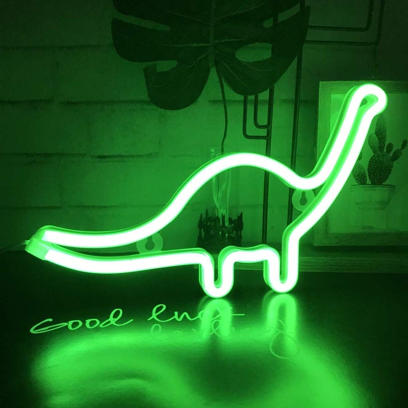Neon light LED dinosaurs night light wall decoration for Christmas birthday party children’s room living room wedding party decoration (green) Art Deco