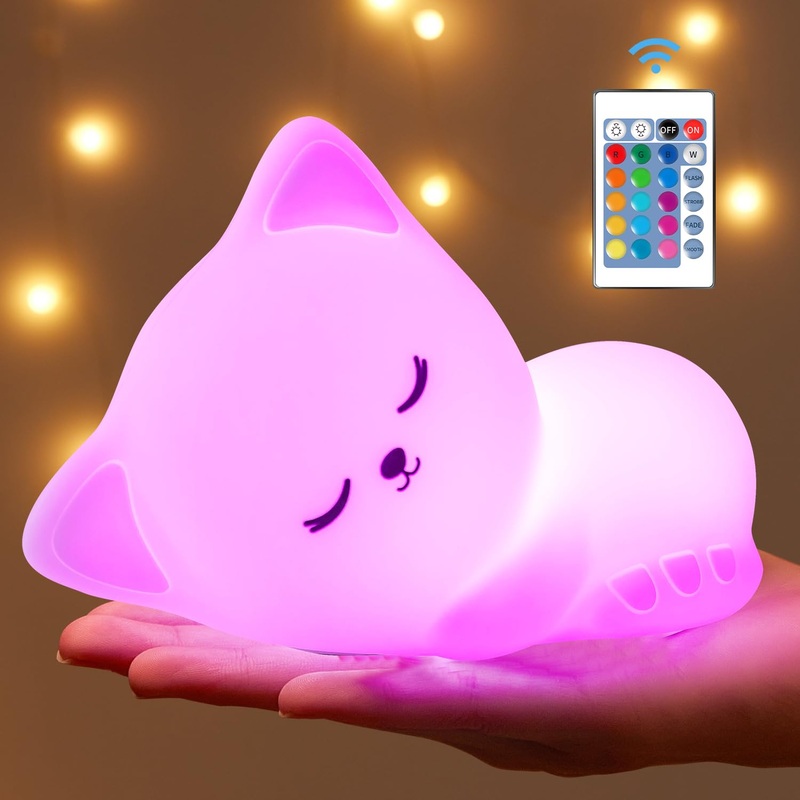 Night light children night light baby Kawaii decoration 16 colors nursing light dimmable USB rechargeable baby room cat