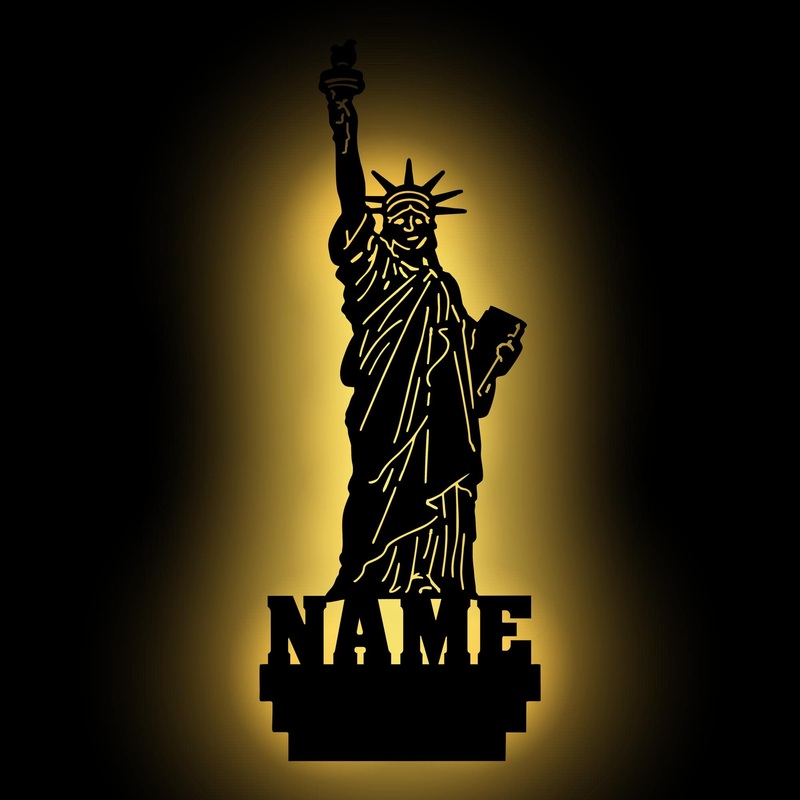 Night light decoration lamp design “USA Statue of Liberty” figure with name as desired gift for USA fans as decoration picture lamp wall sticker