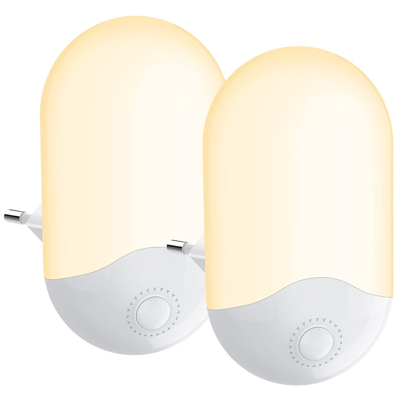 Night light socket 2 pieces Baby wall lamp with twilight sensor automatically on/off power -saving children night light for children’s room living room garage bathroom warm white couple