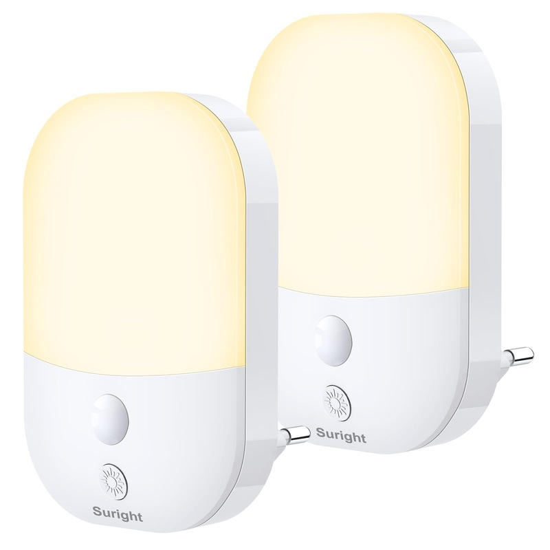 Night light socket with twilight sensor 2 night light baby 5 adjustable brightness LED night lamp children for children’s room stairs gear bedroom kitchen bathroom warm white