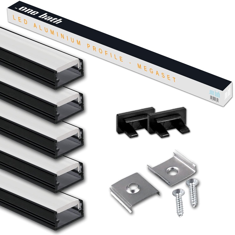 .One-bath LED aluminum profile 2m in the piece I LED aluminum profile 5x2m black satined i aluminum profile for LED stripes i light bar i surface
