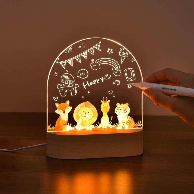 Otraki personalized night light for babies individual bedside lamp for children usb gifts children baby gift for birth for girls boy with animal print acrylic