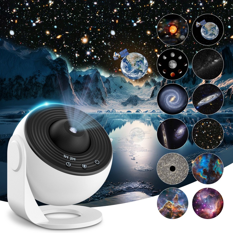 Planetarium Star Projector Mexllex Realistic Galaxy Light Projector with 12 Planet Discs Starry Sky Night Light Projector Lamp Moon Night Light for Kids Adults Ceiling Bedroom Living Room Party