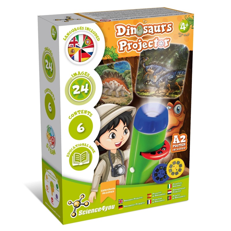 Science4you Dino flashlight for children from 4+ years – dinosaurs toys: Projector lamp with 24 pictures dinosaurs poster – dino gift paleontology and educational toys for 4+ years medium 1st dino flashlight