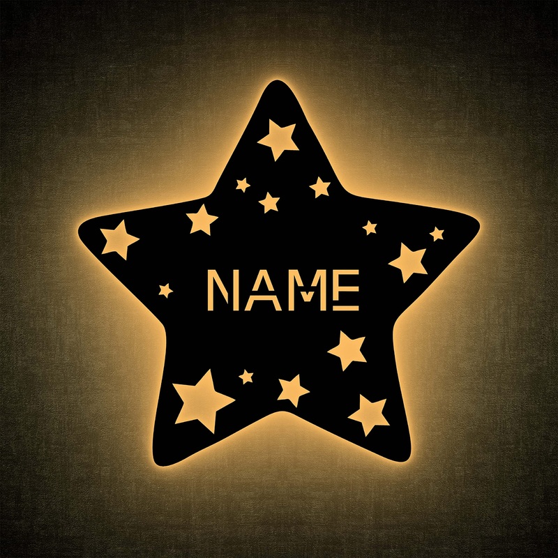 Sternchen Stern Led Decorative Leave Light Personalized Personalized with the Name Cool Font Lasergravure evening light Nursery Living Room Gift – In 13 Colors