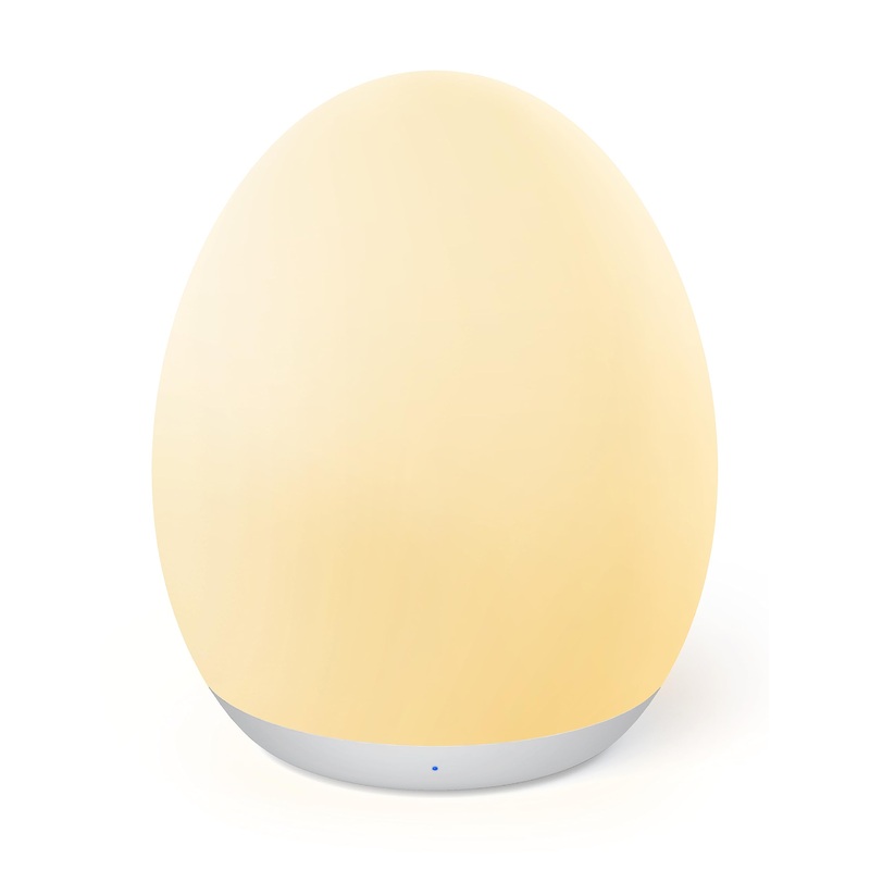Synighty children baby still light Dimmable with 8 color change 1h timer memory function mountaineering hooks type C charging connection Silicone LED bedside lamp egg to breastfeed (white) a white