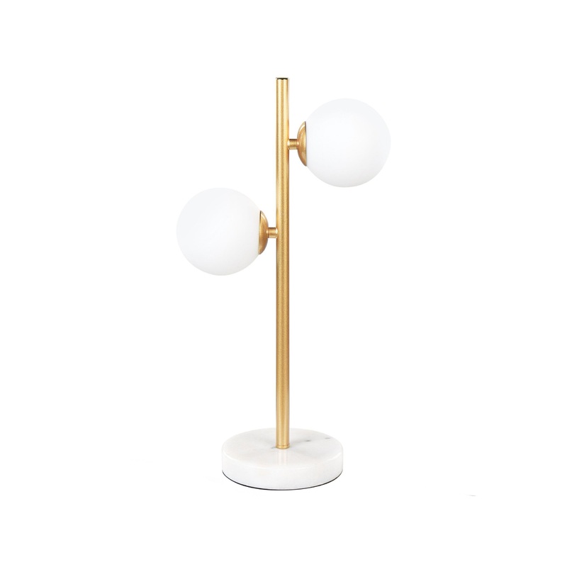 Table lamp metal / glass gold white round glass ball elegant 2-bulb Medina