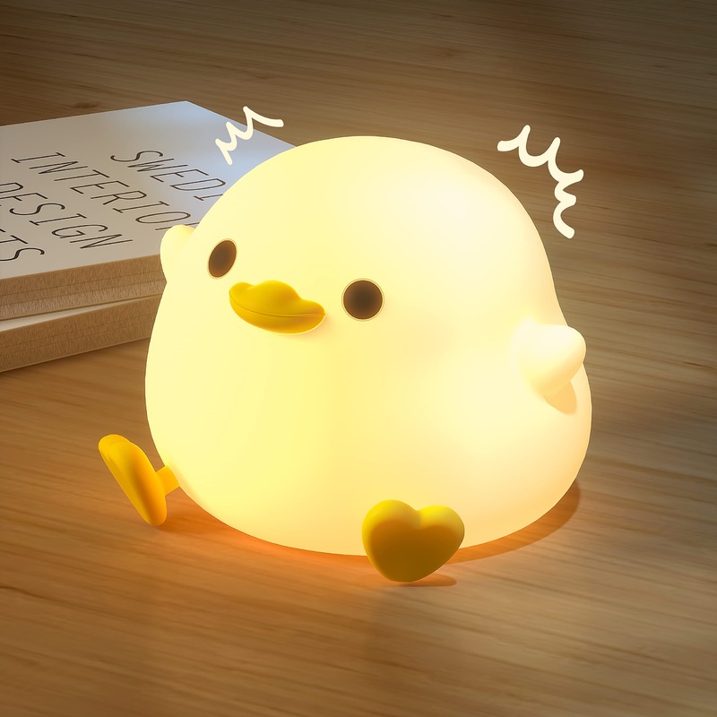 Unede Led Nachtlicht Kinder Nachlicht Sweet Animals Dodo Duck Kawaii Silicon Children Nachlicht Dimmable Touch Usb Lamp For Baby Room Breastfeeding Children’s Gifts (Baby Benson) Yellow