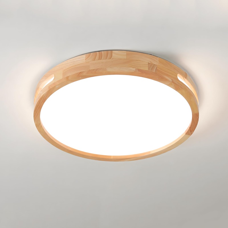 Wayluoung wood-LED ceiling lamp |30cm 3000K 1620LM 18W |Round natural wooden ceiling light art-hollow design bedroom living room children’s room kitchen dining room at home office (warm white) A 30cm-3000k-not dimmable