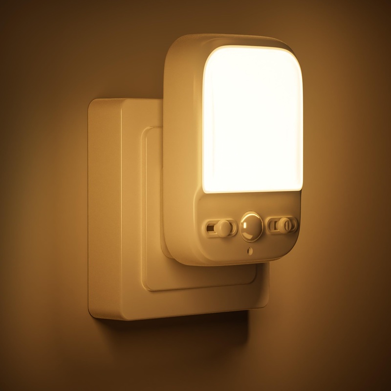 Yooshine night light socket Dimmable night light with motion detector inside 30s/60s car on/off-LED Nachlicht Nachlicht Children socket with twilight sensor for children’s room hallway (warm white) 1 piece
