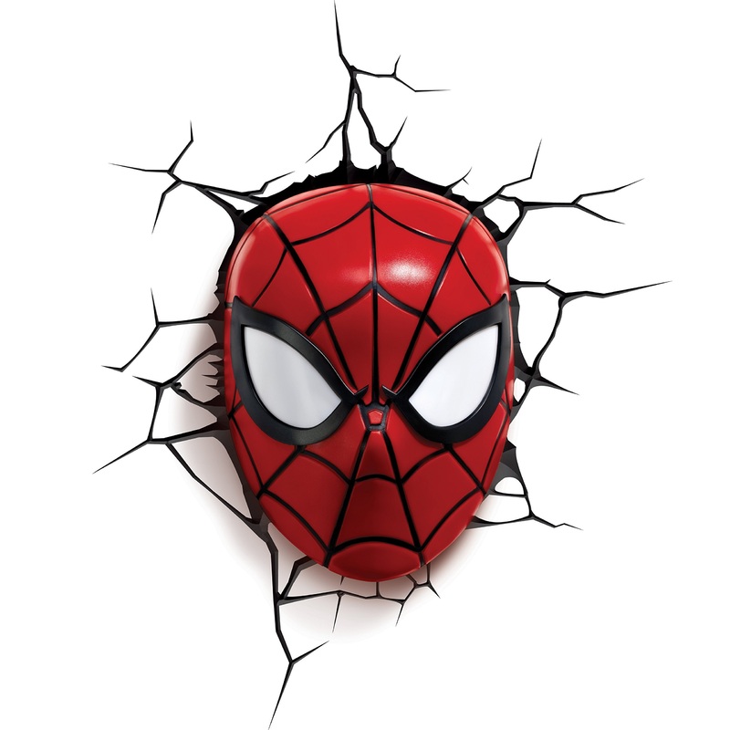 3D Light FX 816733002224 Spiderman Marvel Spider Man Mask 3D Wall Light Plastic Red Red Single