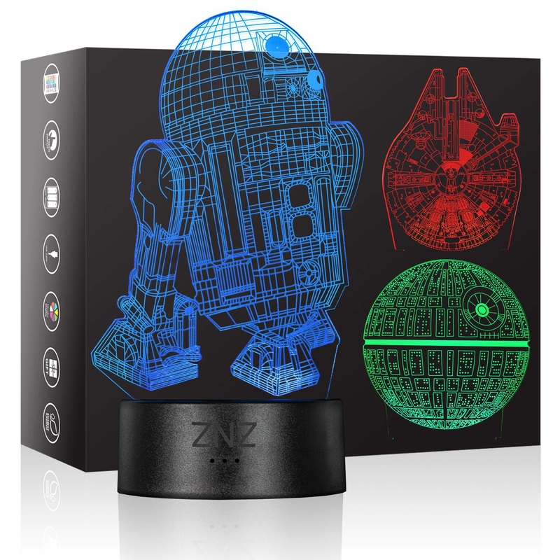 3D Star Wars Lamp ZNZ LED Optical Illusion Night Light 16 Colors Changing Remote Touch Mood Lamp – Perfect Christmas and Birthday Gifts for Kids Men Women and Star Wars Fans