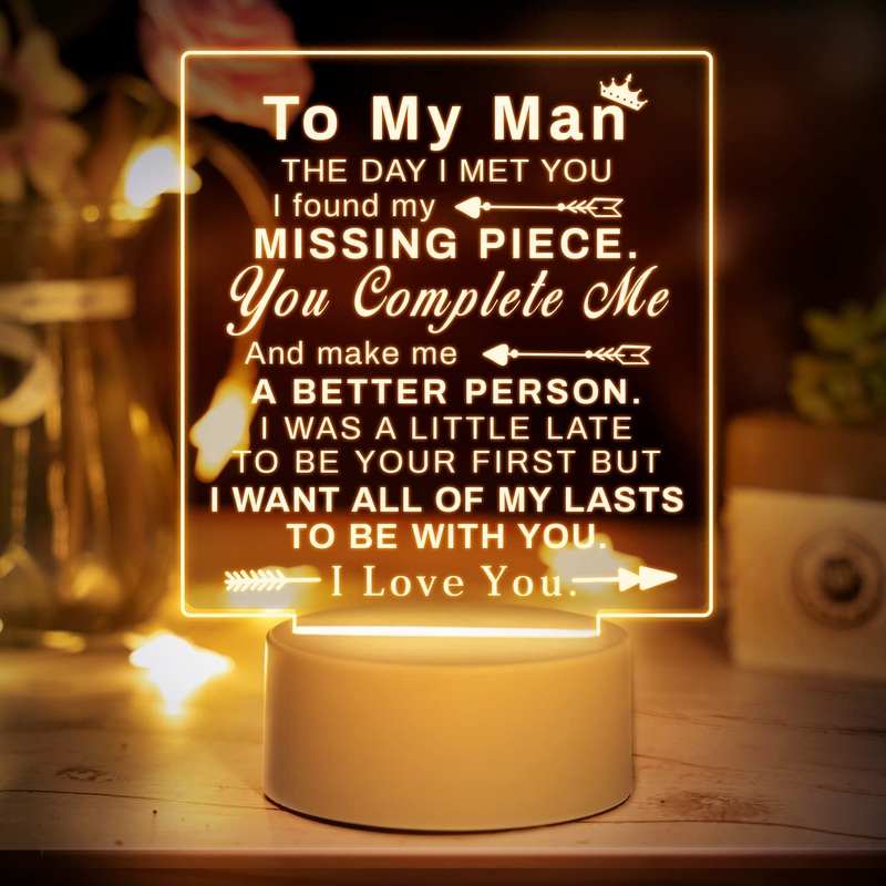 Boyfriend Christmas Gifts – Boyfriend Birthday Gifts Night Light Touching Words Engraved Christmas Gifts for Him Gifts for Boyfriends 1 Year Anniversary Boyfriend Gifts