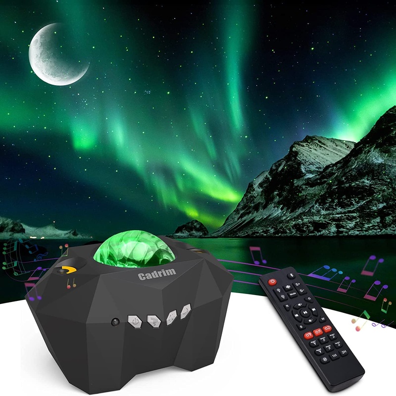 Cadrim Projector Star Aurora Moon Projector Sky Night LED Light Starry 3 in 1 Multicolor Bluetooth Speaker Remote Control Voice Timer Projection Lamp Bedroom Party Stage Wedding Gift Baby Sleep Mood aurora moon stars Black