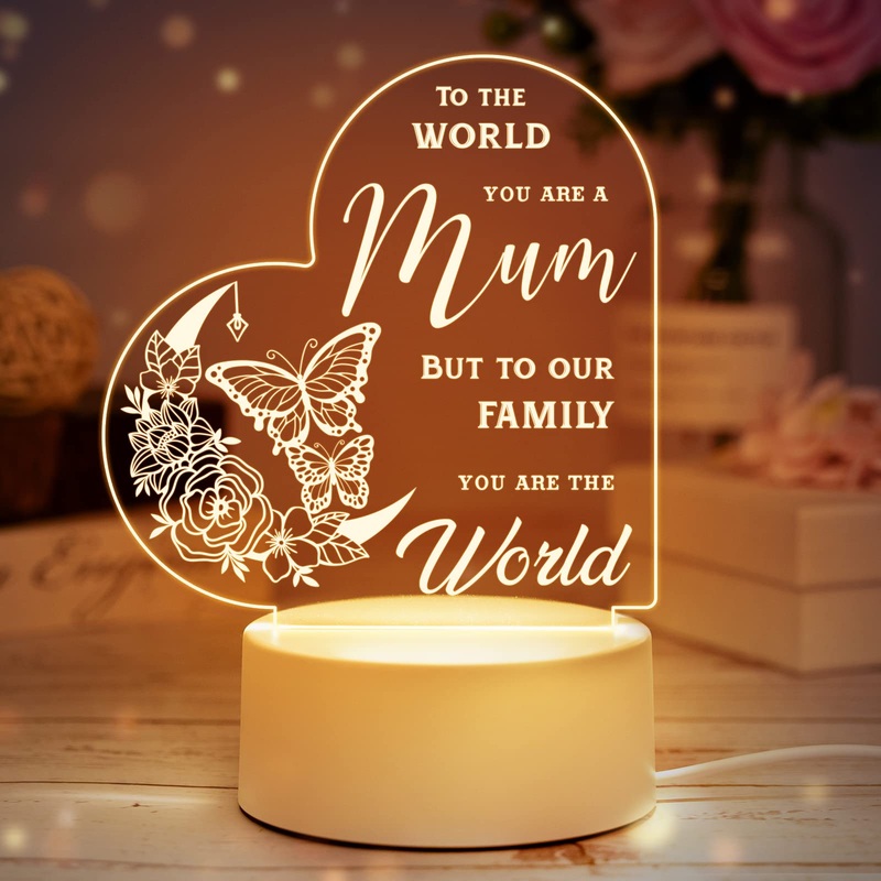 Christmas Gifts for Mum Mum Birthday Gifts Engraved Acrylic Night Light Mum Gifts from Daughter Special Gifts for Mum Birthday Gifts for Mum Step Mum Mum Presents LED Light Mum Gifts Night Light 2