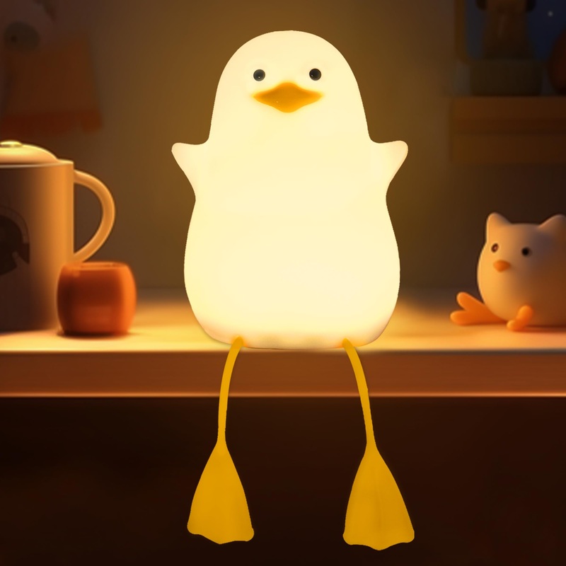 CooPark LED Night Light for Kids Cute Touch Silicone Nursery Lamp with Timer Dimmable Animal Portable Lamp with Warm Light for Children and Women’s Bedroom Living Room Camping USB Rechargeable Duck