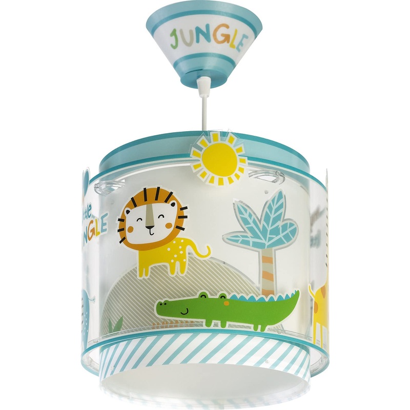 Dalber children’s lamp pendant light hanging lamp My Little Jungle jungle animals lions elephants giraffes crocodile colorful