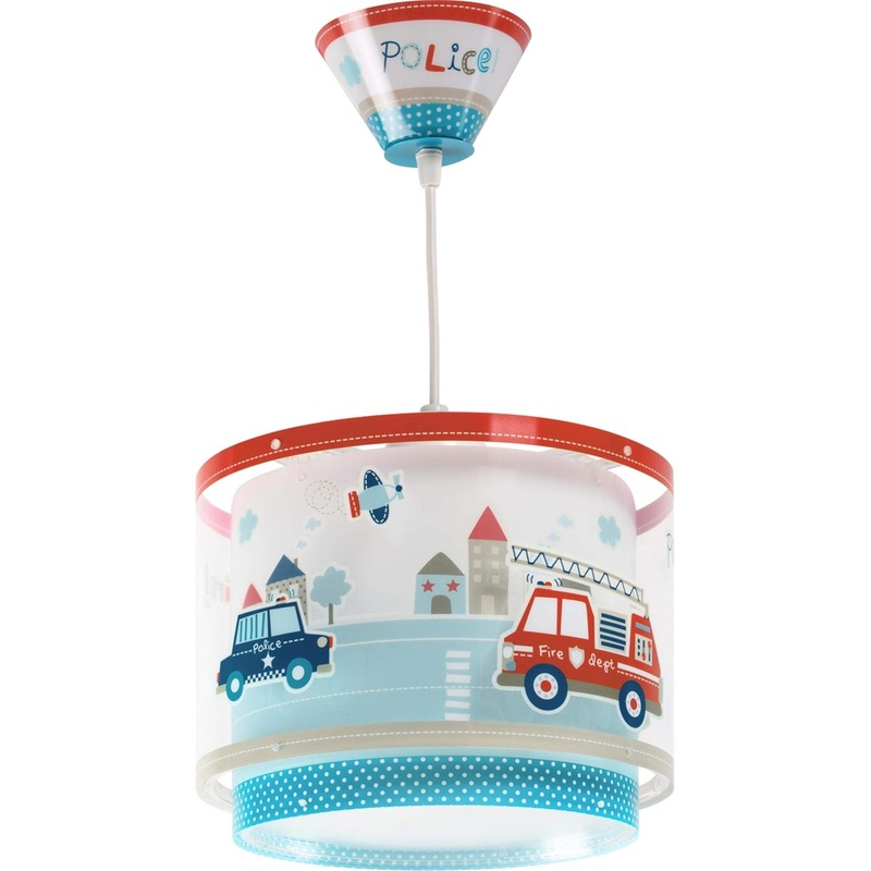 DALBER children’s light pendant light POLIZEI ceiling light children’s room children’s lamp blue 26.5 x 26.5 x 21 cm