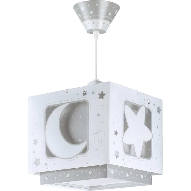 Dalber Fluorescent Hanging Lamp Moon and Star Grey 63232E