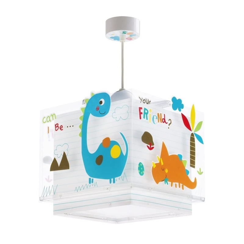 Dalber – Pendant light with dinosaur motif E27 multi-coloured 24 x 24 x 23 cm