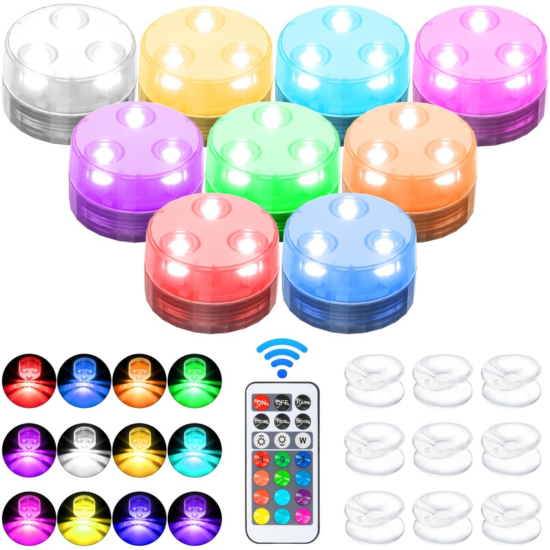 Daphomeu mini underwater light RGB mini LED lights waterproof for aquarium pool garden wedding party and Christmas decoration – LED tea lights with remote control