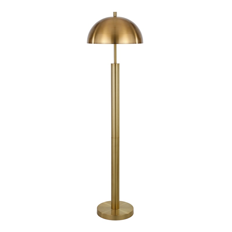 Drover Golden Brass Dome Mid Century Floor Lamp